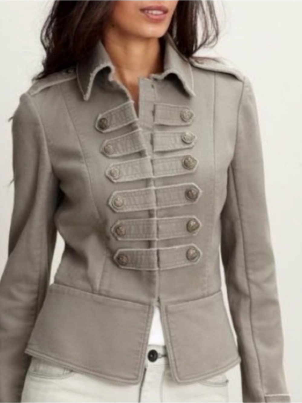 banana republic gray military jacket 10 Utility Band Cotton Structured Fitted